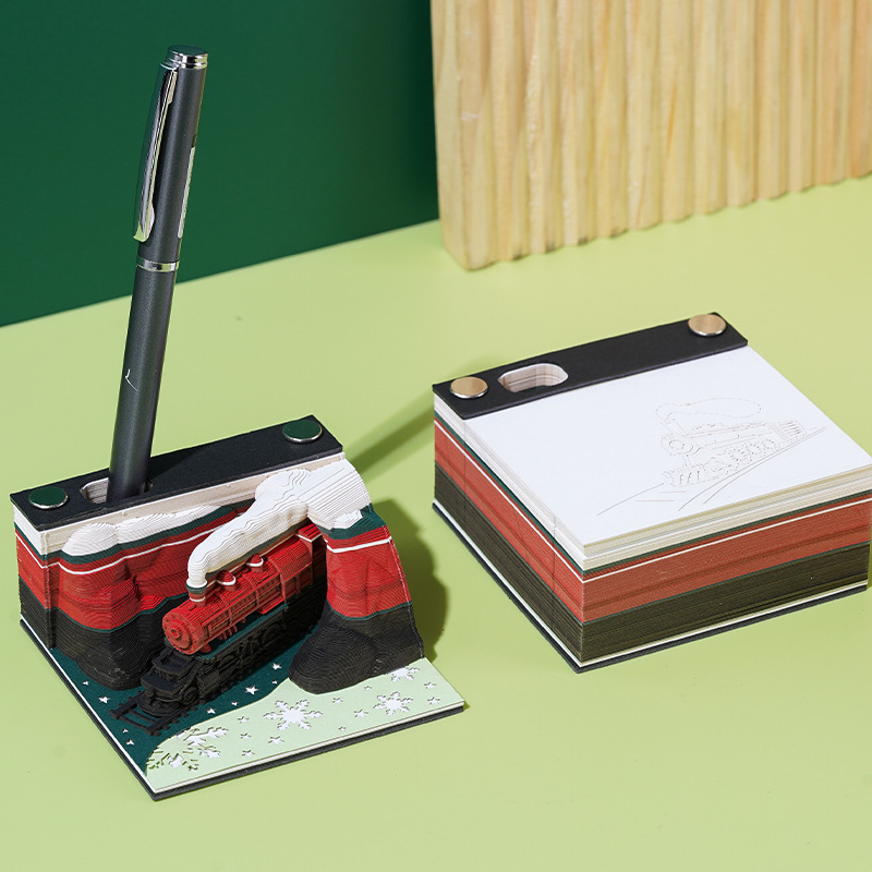 Holiday Christmas Train 3D Memo Pad Ornament - Image 2