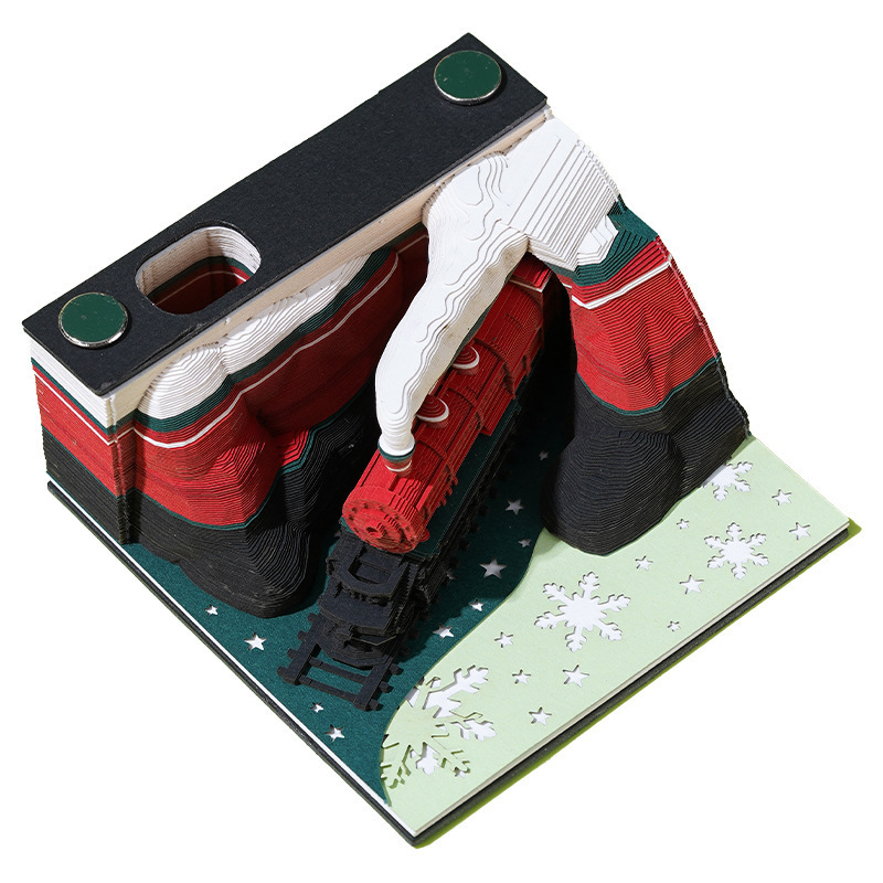 Holiday Christmas Train 3D Memo Pad Ornament - Image 5
