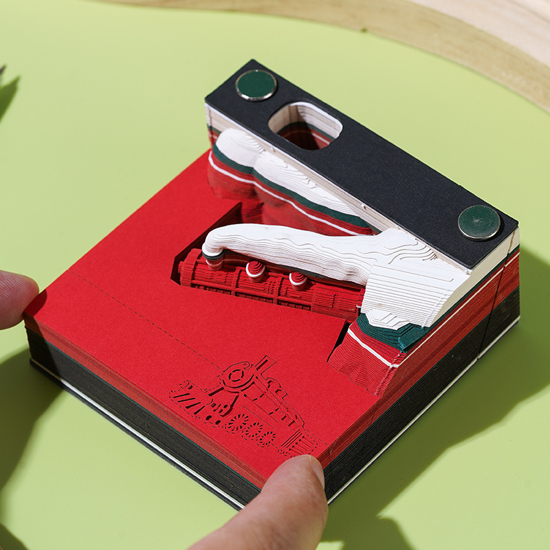 Holiday Christmas Train 3D Memo Pad Ornament - Image 3