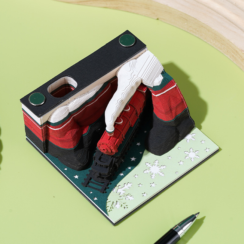Holiday Christmas Train 3D Memo Pad Ornament - Image 4